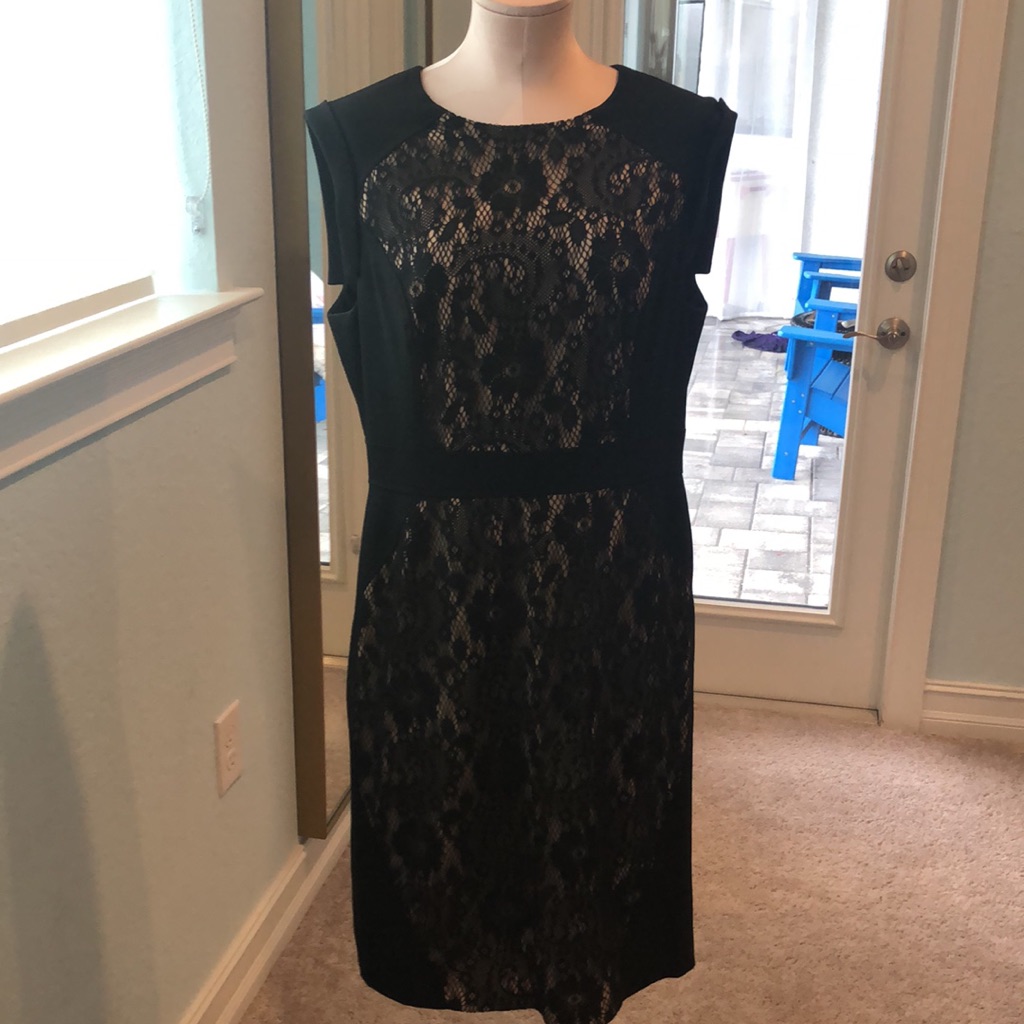 Saks Fifth Avenue Black Label Dresses | Midi Dress (Black Saks Fifth Avenue) New | Color: Black | Size: 14 | Suyadarin's Closet
